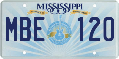 MS license plate MBE120