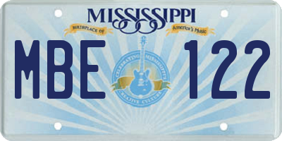 MS license plate MBE122