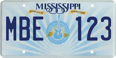 MS license plate MBE123
