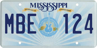 MS license plate MBE124