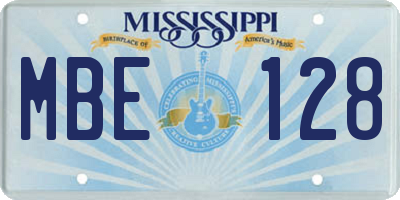 MS license plate MBE128