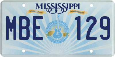 MS license plate MBE129