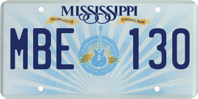 MS license plate MBE130