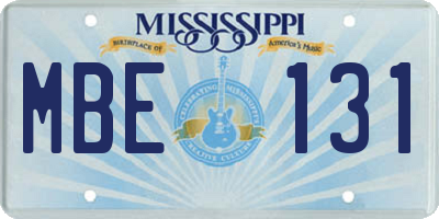 MS license plate MBE131