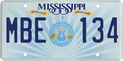 MS license plate MBE134