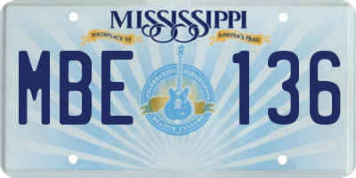 MS license plate MBE136