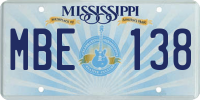 MS license plate MBE138