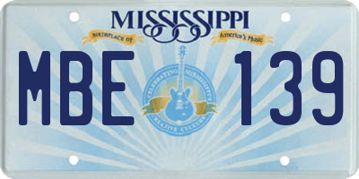 MS license plate MBE139