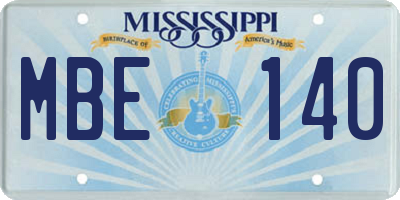MS license plate MBE140