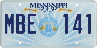 MS license plate MBE141