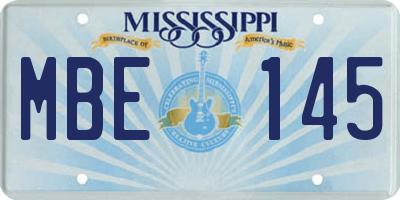 MS license plate MBE145