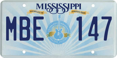 MS license plate MBE147