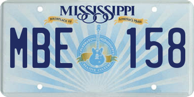 MS license plate MBE158