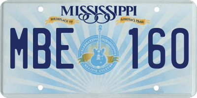 MS license plate MBE160