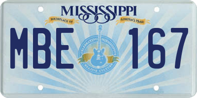 MS license plate MBE167