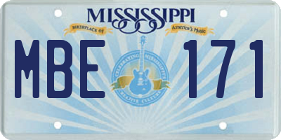 MS license plate MBE171