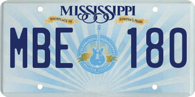 MS license plate MBE180