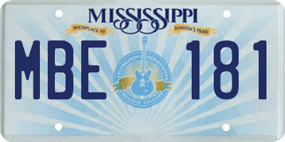 MS license plate MBE181