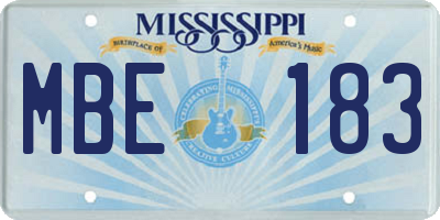 MS license plate MBE183