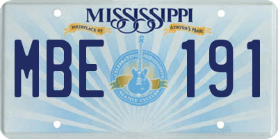 MS license plate MBE191