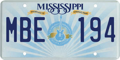 MS license plate MBE194