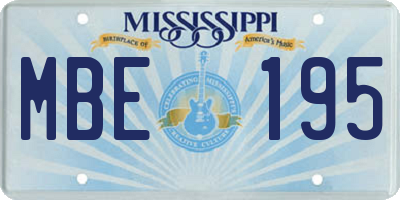 MS license plate MBE195