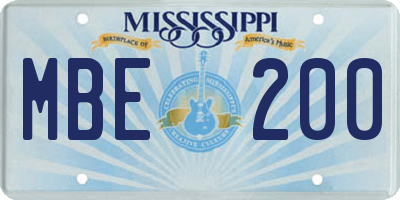 MS license plate MBE200