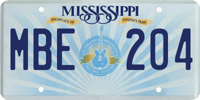 MS license plate MBE204