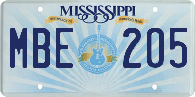 MS license plate MBE205
