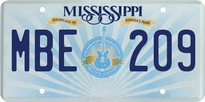 MS license plate MBE209