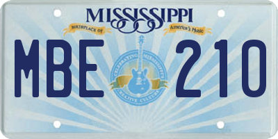 MS license plate MBE210