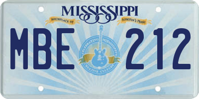 MS license plate MBE212