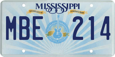 MS license plate MBE214