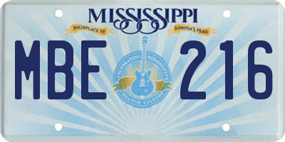 MS license plate MBE216