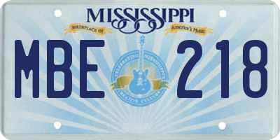 MS license plate MBE218