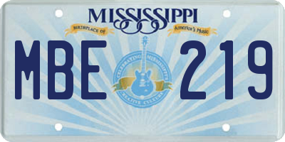 MS license plate MBE219