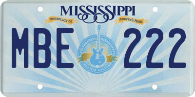 MS license plate MBE222