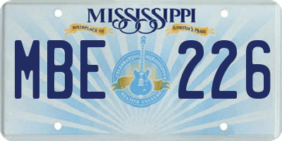 MS license plate MBE226