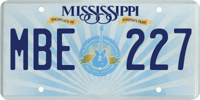 MS license plate MBE227