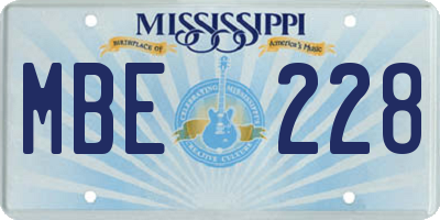 MS license plate MBE228