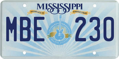 MS license plate MBE230