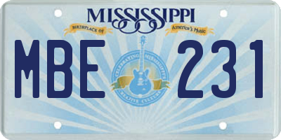 MS license plate MBE231