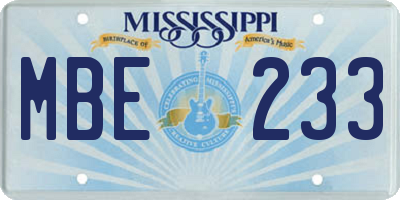 MS license plate MBE233