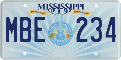 MS license plate MBE234