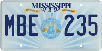 MS license plate MBE235