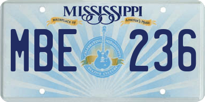 MS license plate MBE236