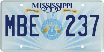 MS license plate MBE237