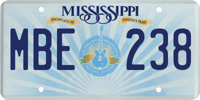 MS license plate MBE238
