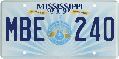 MS license plate MBE240