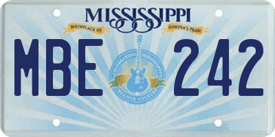 MS license plate MBE242